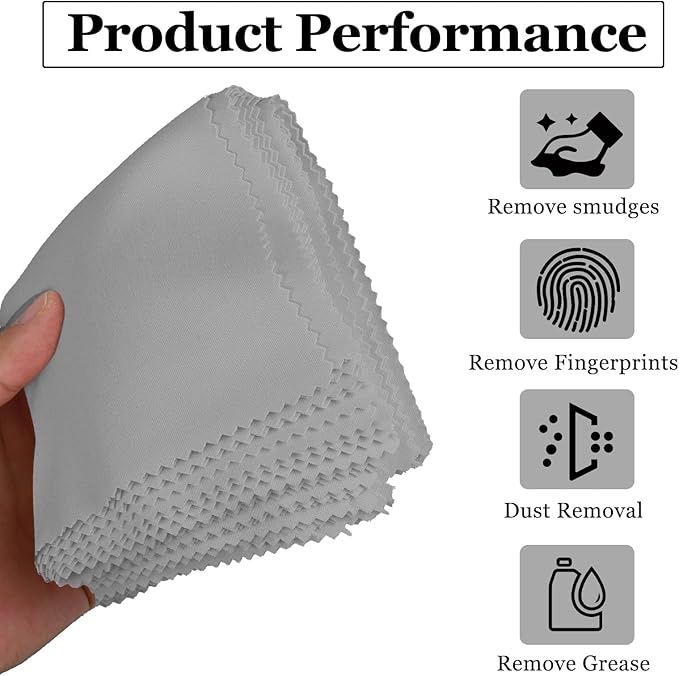 10PCS Suede Microfiber Cloths, 8"×8" Suede Cloth Cleaning Rags, Double-Sided Cleaning Cloths for Car LCD Display, Screens, Glasses, Lenses, Mirrors, Windows, Delicate Surfaces (Gray)