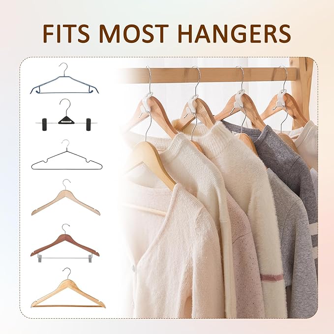 200 PCS Hanger Connector Hooks, Stackable Hanger Hooks Space Saver, Heavy Duty Space Saver Hangers, Plastic Closet Organizers with Superior Weight Bearing Capacity (White)