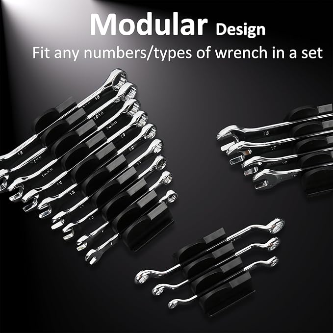 80 pcs Modular Wrench Organizers for Tool Drawers - Wrench Rack with Metric & SAE Labels, Perfect Tool Storage Holder. Gift for father, brother and boyfriend (Without magnet)
