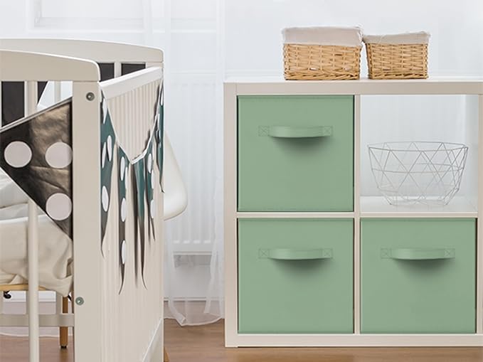 Sorbus Foldable Storage Cubes - 6 Pack, 11 Inch, Sage Green, Fabric, Foldable, Storage and Organization, Versatile Use, Collapsible Storage, Lightweight and Durable