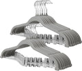 ManGotree Pants Hangers with Movable Clips, Non-Slip Velvet Skirt Hangers, Space-Saving Clothes Hangers for Pants, Skirts, Shirts, Coats, Dresses (18 Pack, Grey)