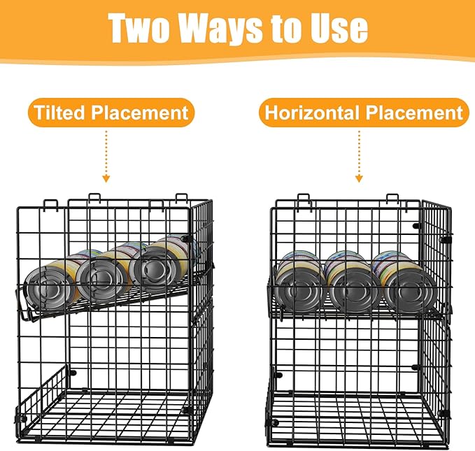 JKsmart 8-Tier Stackable Wire Basket, Can Organizer for Pantry Kitchen, XXL Metal Storage Shelves with Dividers & Handles, Easy Assembly Space Saving Storage Bins for Snacks Fruits Veggies