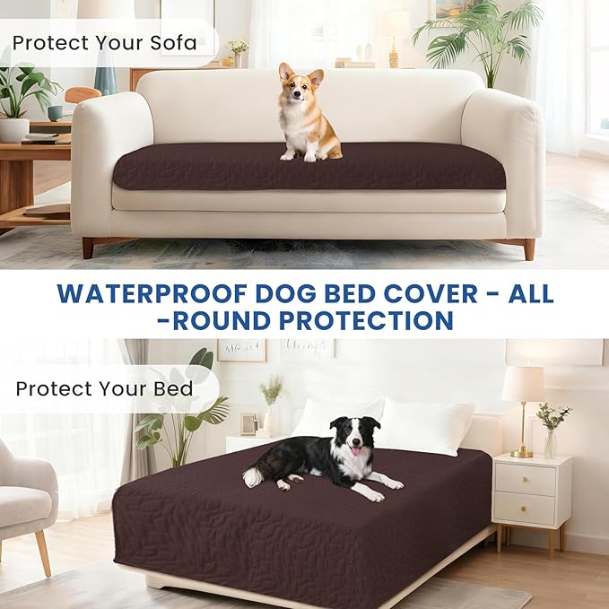 Waterproof Couch Covers for Pets, Waterproof Dog Bed Cover, Anti-Slip Soft Dog Blankets, Couch Cover for Dogs Washable, Pet Blanket for Puppy Large Dogs Cat (30x70 Inch, Coffee)