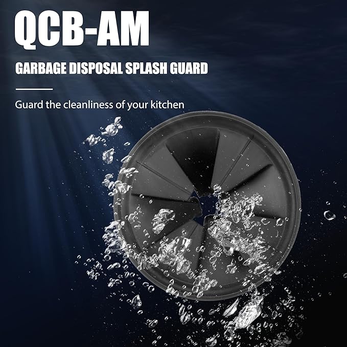 Garbage Disposal Splash Guards 3 3/8" Sink Baffle QCB-AM Replacement for InSinkErator Evolution Series, Upgraded Removable Quiet Collar Drain Plugs, Garbage Disposer Accessories, Black