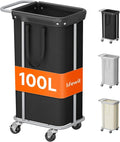 Lifewit 100L Large Laundry Basket with Wheels, Tall 1 Section Laundry Hamper Organizer, Rolling Laundry Cart with Steel Frame & Removable Bag for Luandry Room Bathroom Bedroom, Black