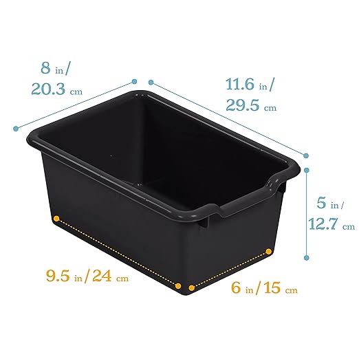 ECR4Kids Scoop Front Storage Bins, Multipurpose Organization, Black, 10-Piece