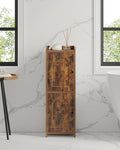 Bathroom Storage Cabinet, Small Corner Floor Cabinet with 2 Doors and Adjustable Shelf, Narrow Toilet Paper Cabinets, Bathroom Organizer for Small Spaces, 7.9"D x 9.8"W x 29.5"H Rustic Brown