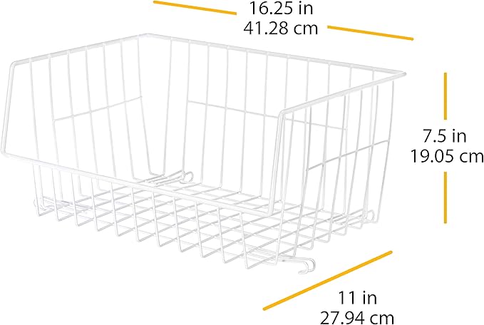 Whitmor Wire Stackable Basket, White