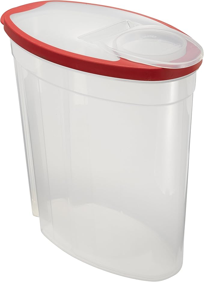 Rubbermaid Flex and Seal Cereal Keeper, 1.5 Gallon, BPA-Free, Clear with Red Lid, Airtight