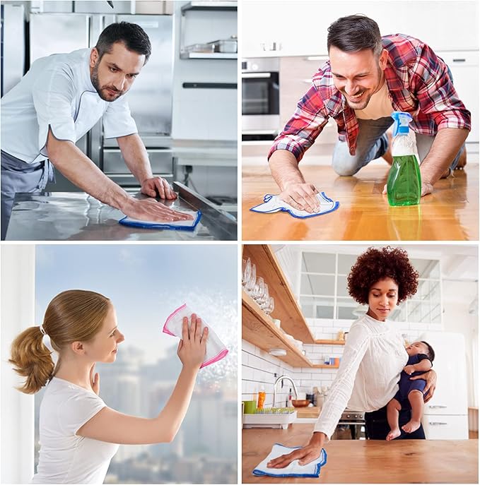 OnBrand Naturally Wood Fiber Cleaning Cloth, Microfiber Cleaning Cloths, 16 Pack Super Absorbing Dish Cloths for Washing Dishes, Reusable General Kitchen Towel