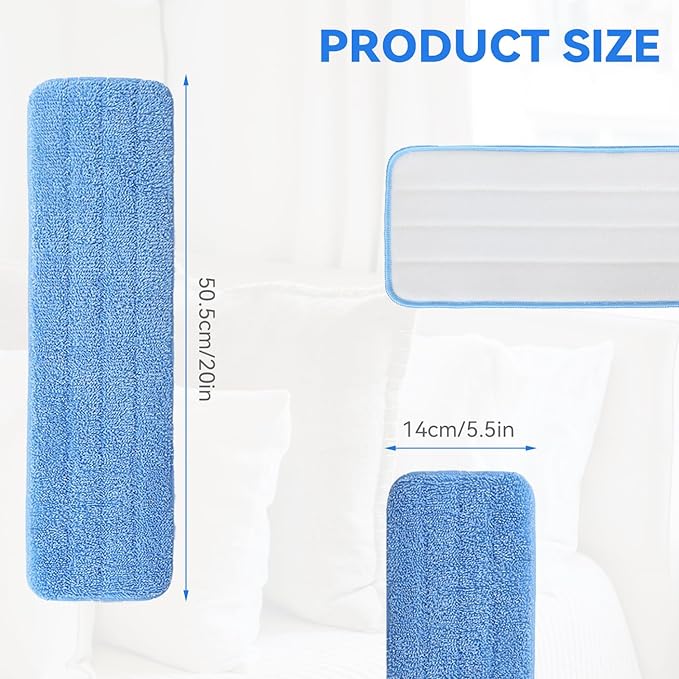 Microfiber Mop Pad for Rubbermaid Commercial 20 Inch Mop Head - 10 Pack Wet & Dry Commercial Cleaning Refills Reusable Mop Refills Fit for Any Microfiber Flat Mop System 18" to 21"