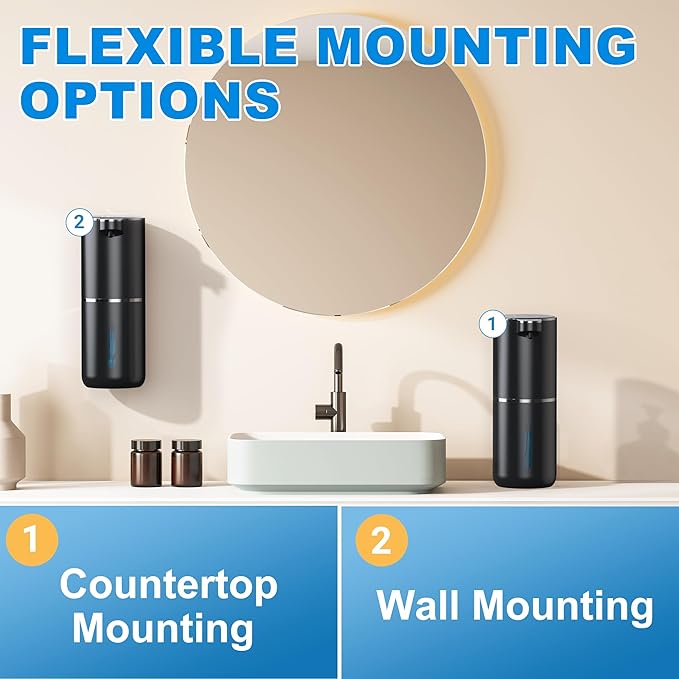 Automatic Soap Dispenser Touchless Automatic Liquid Soap Dispenser 4 Adjustable 1200mAh Soap Dispensing Levels Wall Mount for Kitchen and Bathroom