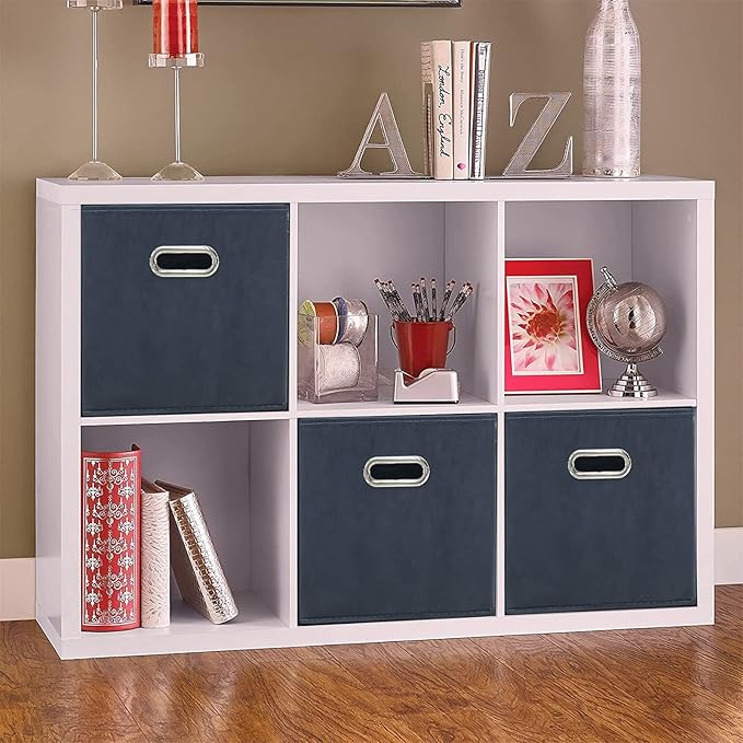 STOREONE Fabric Storage Bins Cubes Baskets Containers-(11X11X11) with Dual Handles Cube Storage Organizer Bins for Shelf Closet, Bedroom Organizers, Foldable Set of 3 (Grey )