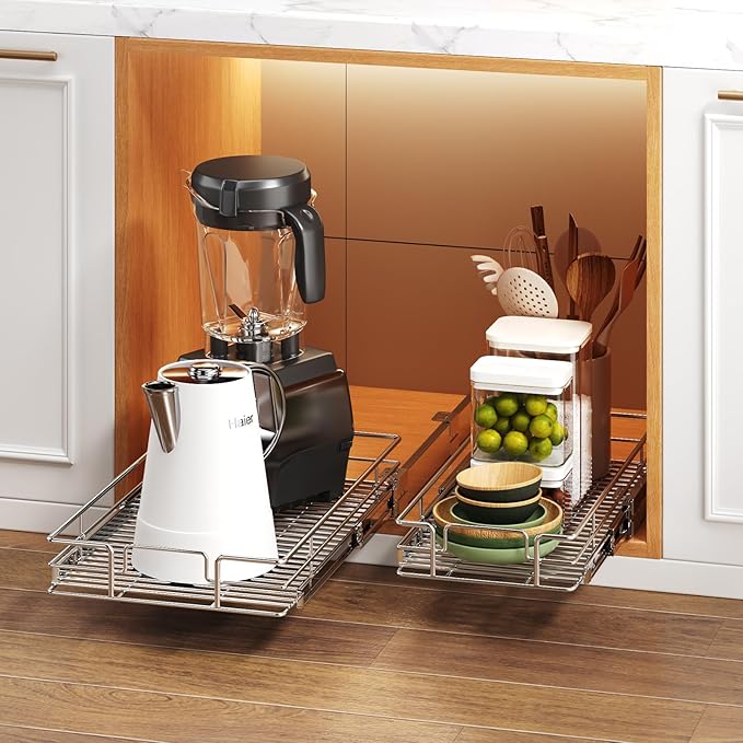 MODCART Pull Out Cabinet Organizer 16½" W x 21½" D, Heavy Duty Cabinet Pull Out Shelves, Slide Out Drawers Organization for Kitchen Cabinets Bathroom