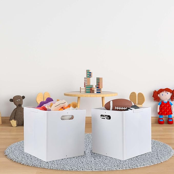 4-Pack Collapsible Plastic Storage Cube Bins, White Foldable Cube Storage Bins