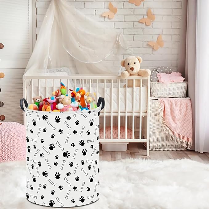 19.7" Laundry Basket,Dirty Clothes Hamper,Waterproof Storage Bin,Room Decor,Gift Baskets,Nursery Hamper(Paw)