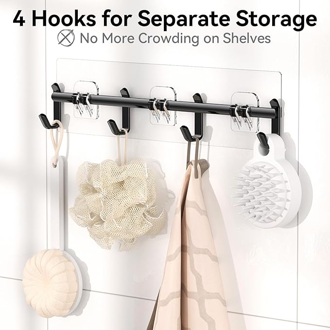 YASONIC Shower Caddy Adhesive, 100% Rustproof Shower Organizer with Soap Holder, 6 Pack Large Capacity shower Shelves for Inside Shower, No Drilling Bathroom Organizers and Storage for Home Decor