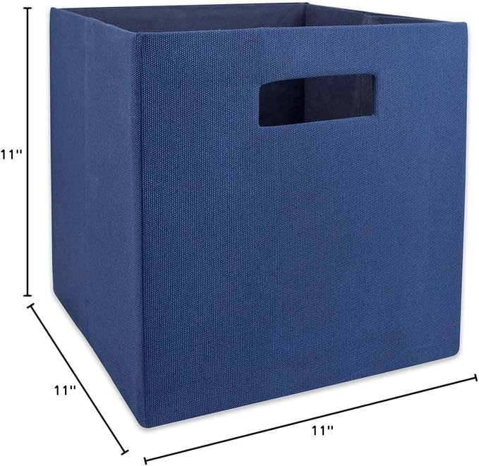 DII Poly-Cube Storage Collection Hard Sided, Collapsible Solid, Small, Nautical Blue