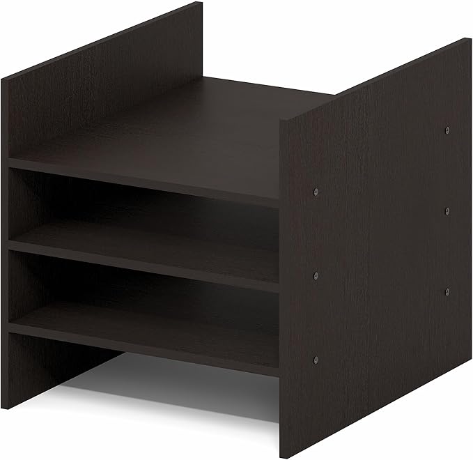 Furinno Cubicle Cube Insert, 3-Shelf Cube Organizer, 3-Tier Shelf Accessory, Fits into Furinno Triple Thick Cubes, IKEA Kallax, for Organizers and Storage, Black Dark Oak
