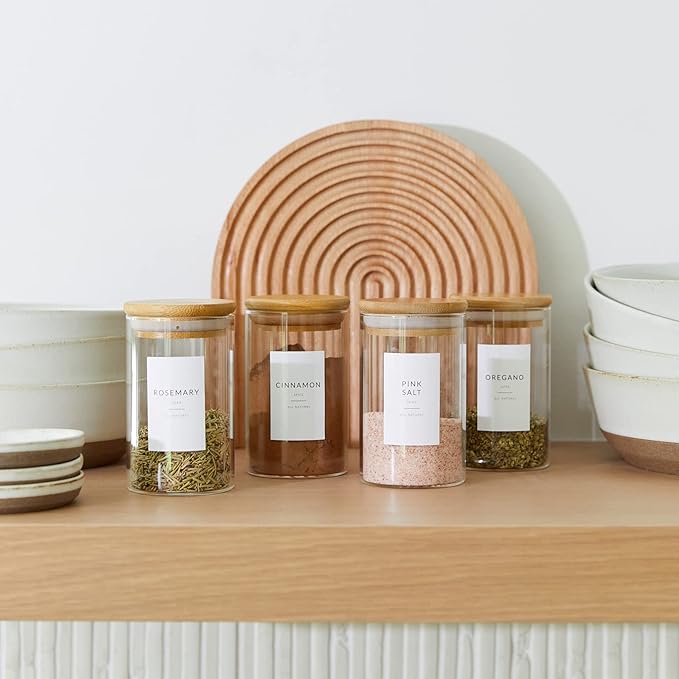 Minimalist Spice Labels for Spice Jars - 146 Spice Jar Labels Stickers for Containers, Waterproof Spice Stickers Preprinted - Spice Organising Herb Seasoning Kitchen Pantry Organization
