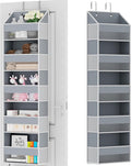 Over The Door Organizer - Over Door Storage Organizer with 5 Large Pockets & 10 Mesh Side Compartments - Heavy-Duty Hanging Storage for Bathroom, Bedroom & Closet - Baby Room Organize - Grey