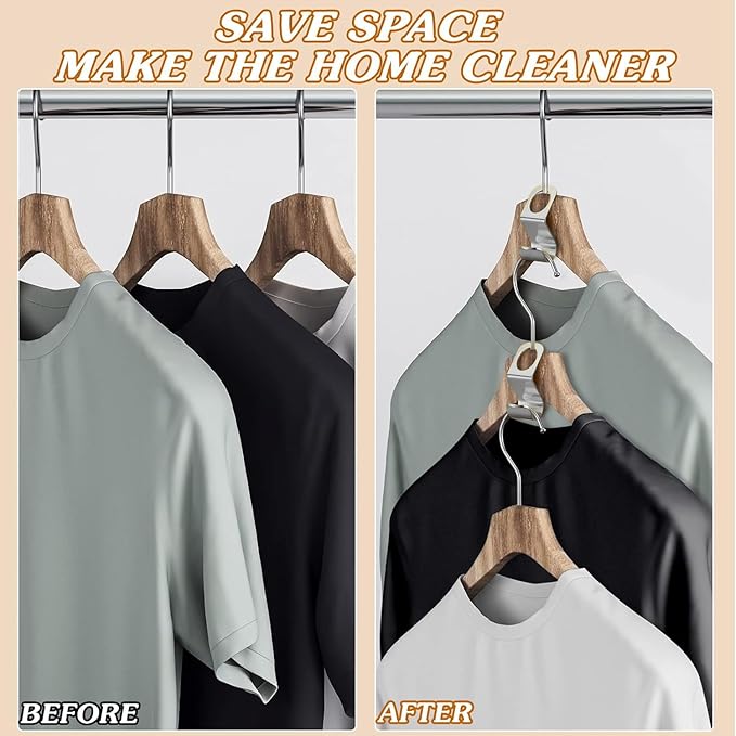 56 Pcs Metal Clothes Hanger Connector Hooks,Stainless Steel Super Sturdy Hanger Extender Hooks, Efficient Closet Space Saver, Easy to Use, Suitable for Heavy Clothing, Fits All Types of Hangers, Silve