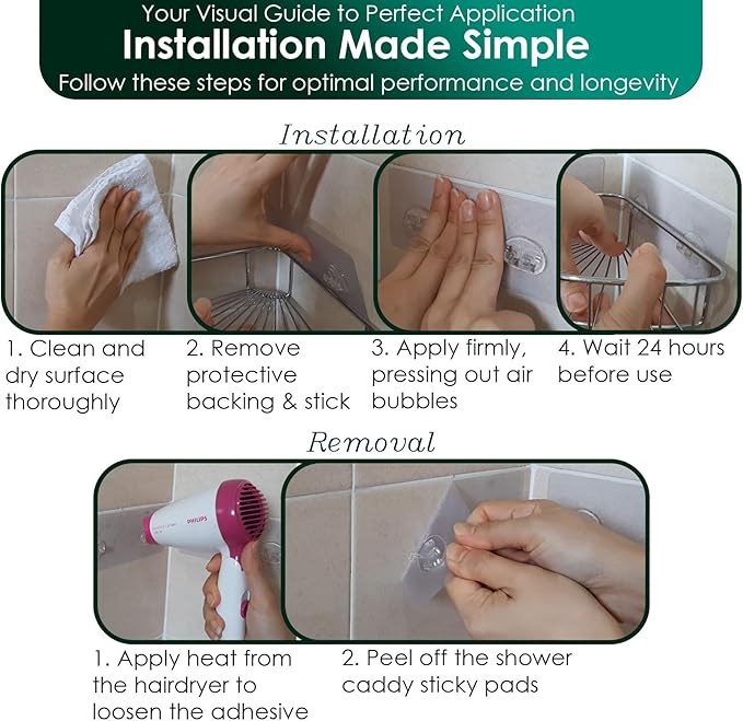 Jovware 20 Pack Shower Caddy Adhesive Replacement, Strong Waterproof Adhesive Hooks, No Drilling Required, Multi-Purpose Adhesive Hooks for Shower Caddy, Shelf, Rack, Kitchen, Bathroom