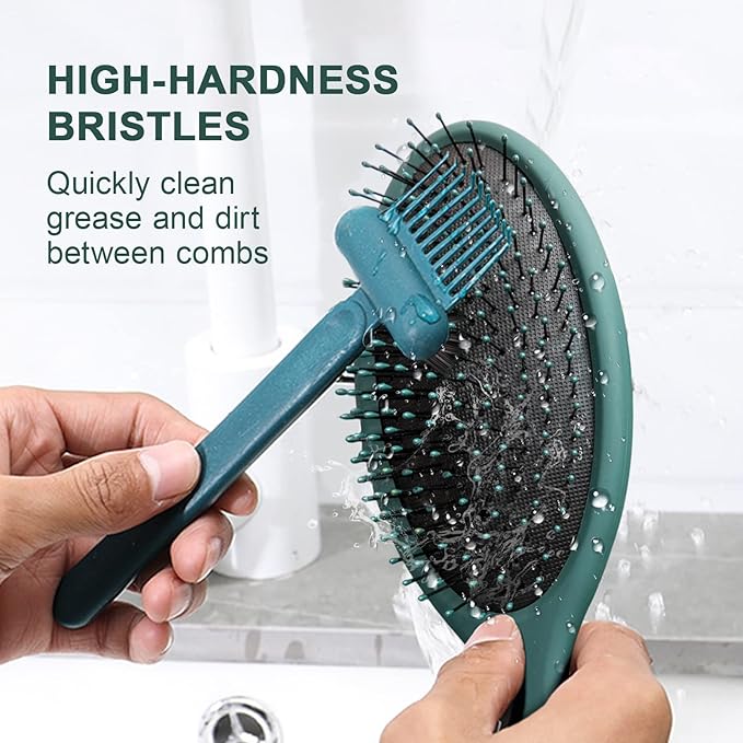 RHOS 2-in-1 Hair Brush Cleaner and Comb Remover Rake - Removes Hair, Dust for Home and Salon Use (2 Pack - Green)