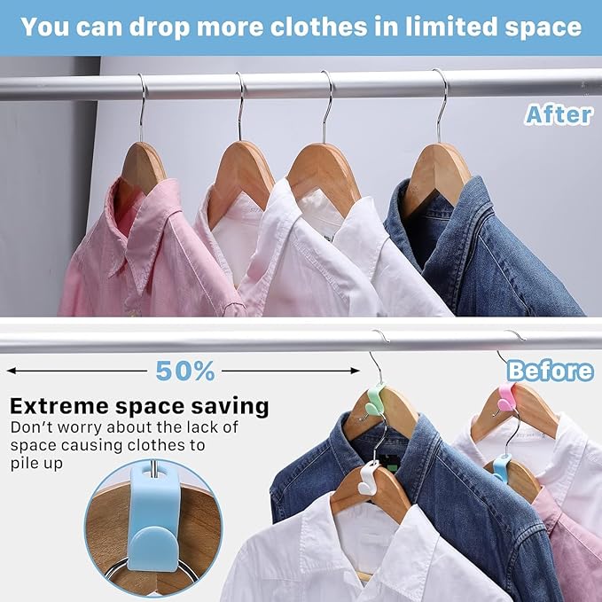200 PCS Clothes Hanger Connector Hooks,Space Saving Cascading Hooks,Plastic Mini Connection Hooks,Hanger Extender Clips for Closet Clothes Organizer,Hanger Hooks for Hangers(Multicolor)
