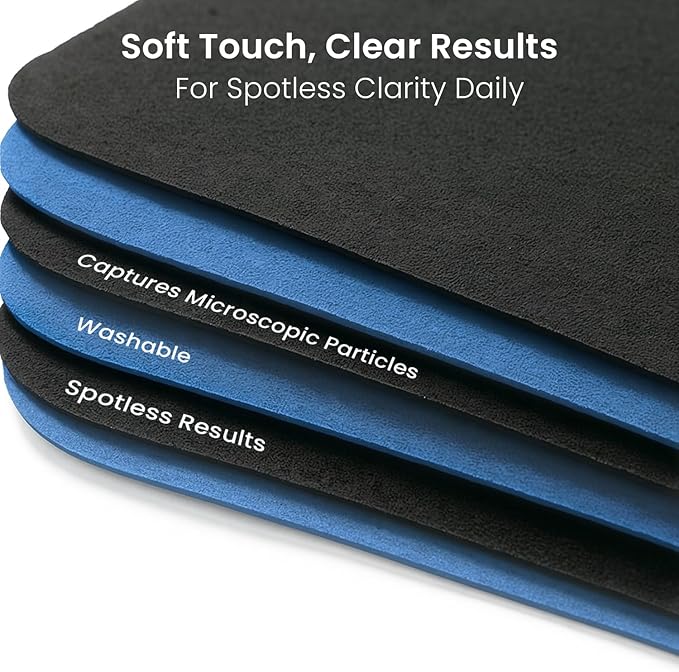 EVEO Glasses Cleaning Cloth - (6 Pack) Lens Cleaning Cloth Glasses Cleaner - Microfiber Cloth for Glasses Microfiber Cloth Eyeglass Cleaner, Screen Cleaner, Camera, Eyeglasses, VR/AR -Black & Blue