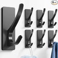 pickpiff Self Adhesive Coat Hooks for Hanging: Heavy Duty Stainless Wall Hook for Towel, Utensil, Backpack, Hat, Sturdy Metal Hanger for Bathroom, Kitchen, Door, 6-Pack, Matt Black