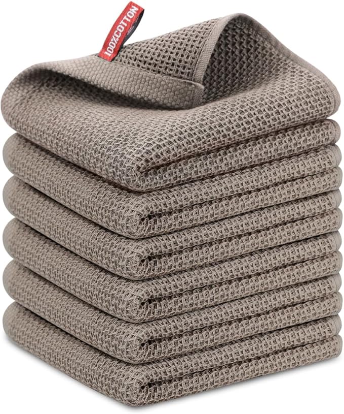 Nialnant 6 Pack KitchenTowels,Super Absorben & Soft Dish Towels for Drying Dishes,Kitchen Gadgets,Cleaning Rags,Hand Towels-13 x 28 Inch,Brown