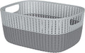 Simplify 2 Tone Sailor Knot Plastic Storage Tote | Decorative Basket | Closet Organization | De-clutter | Accessories | Toys | Bathroom Organization | Large | Grey/Grey