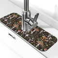 Mushroom Mushrooms Fern Forest Autumn Kitchen Sink Splash Guard Faucet Mat Super Absorbent Fast Drying Mat Sink Gadgets-Fast Drying Pad Sink Mat For Kitchen Bathroom (15" X 5.5" )