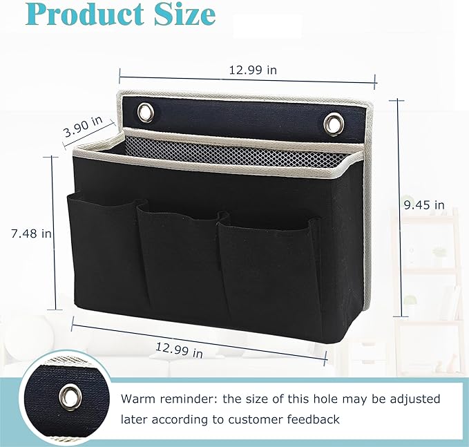 Someteth Wall Hanging Organizer Bag/Hanging Baskets with Large Mesh Compartment & 3 Pockets，Over the Door Organizer Space Saving Storage for Bedroom,RV Camper, Closet (Black-1pack)