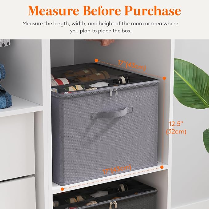 Lifewit Shoe Storage Organizer for Closet, Fabric Large Shoe Box Storage Containers with Clear Cover, Foldable Bins for Boots Heels Sneakers Fits 36-48 Pairs (Each 12-16 Pairs) 3 Pack Gray
