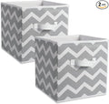 DII Non Woven Polyester Storage Bin, Chevron, Gray, Small Set of 2