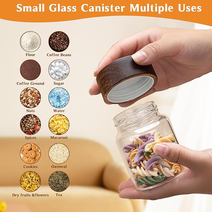 Patoper Glass Spice jars Glass Jars with Screw Lid 5 oz, Food Storage Canister for Pantry Sugar Tea Coffee Bean Seasoning Nuts Cookies (6 * 150ml(5oz))