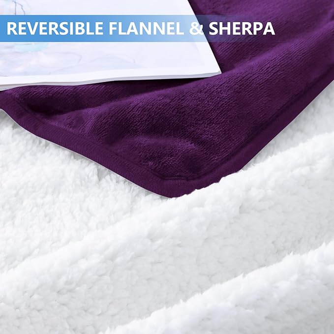 Smiry Waterproof Dog Bed Blanket, Leakproof Pet Throw Blanket for Bed Couch Sofa, Reversible Sherpa Fleece Furniture Protector Cover for Small Medium Large Dogs Cats (Purple, 32x40 inches)