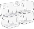 Sorbus Stackable Storage Bins Open Front, Clear Stackable Storage Bins, Pantry Bins for Storage and Organization, Acrylic Stackable Bins for Kitchen, Clear Pantry Organizer Bins (Small Square 4 Pack)