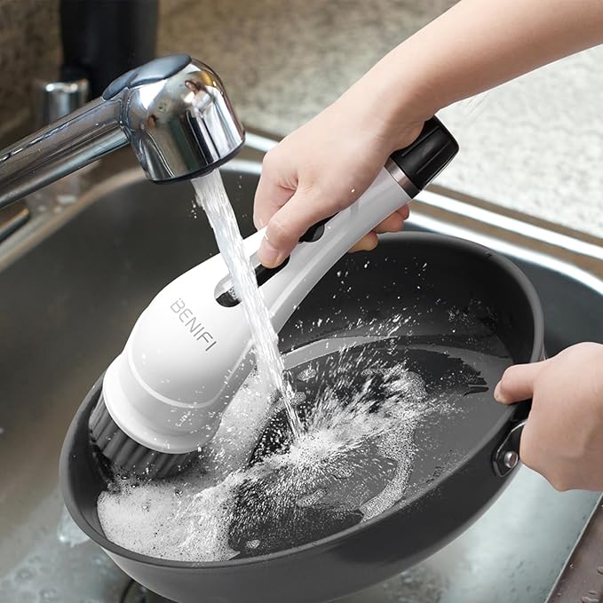 Benifi Electric Spin Scrubber Full-Body IPX7 Waterproof Cordless Bathroom Cleaning Brush with Power LCD Display and 8 Brush Heads