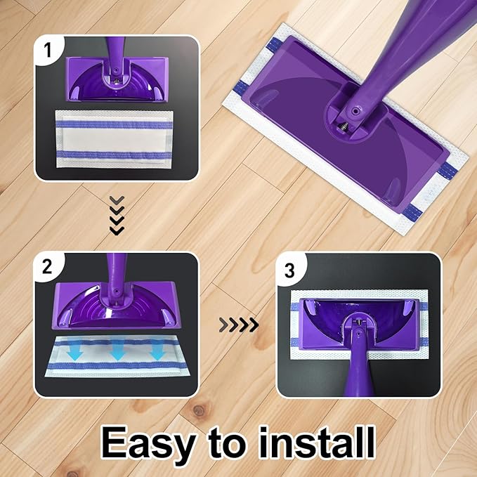 Mop Pads Refills Compatible with Swiffer WetJet Hardwood and Floor Spray Mop,10 Count Disposable Heavy Duty Mop Refill Pads with Scrub Strip,Thick and Absorbent Multi Surface Wet&Dry Mop Pad Refills
