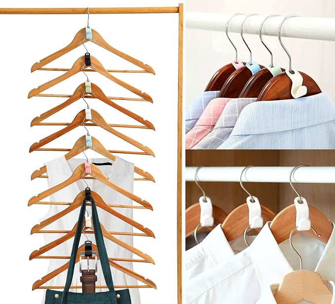 100 Pcs Clothes Hanger Connector Hooks,Plastic Cascading Hanger Hooks Extender Clips Connection Hooks,Space Saving Wardrobe Clothing Outfit Hangers Hooks for Organizer Closet Cabinet, 5 Colors