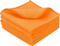 uxcell 5 Pcs Microfiber Cleaning Cloth, Kitchen Towels Reusable Microfiber Towels Highly Absorbent for Household Cleaning Supplies, Kitchen, Bathroom, Orange(Square), 11.8" X11.8