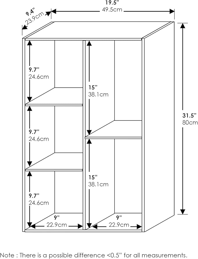 Furinno LUDER Book Shelf, 5-Cube Bookshelf, Reversible Bookcase, 9.4 x 19.5 x 31.5, for Living Room, Bedroom, Home Office, White/Light Blue