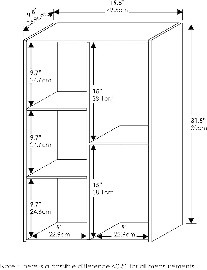 Furinno LUDER Book Shelf, 5-Cube Bookshelf, Reversible Bookcase, 9.4 x 19.5 x 31.5, for Living Room, Bedroom, Home Office, White/Pink