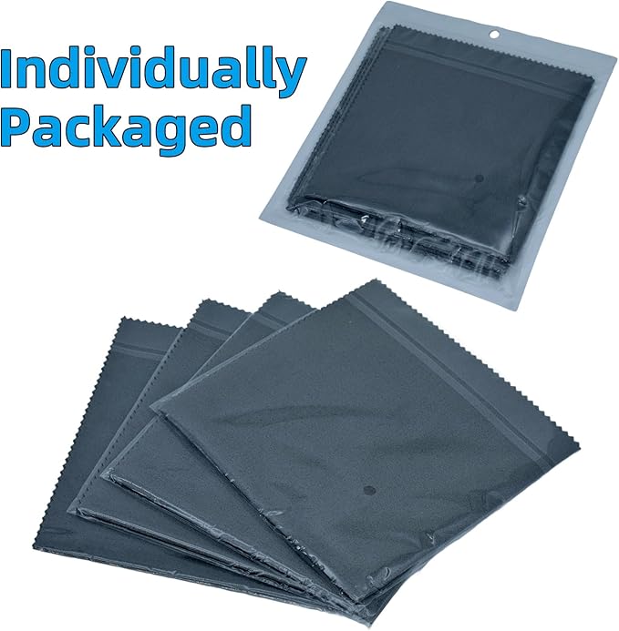 4 Pack Microfiber Gun Cleaning Cloth, 12"x12" Lint Free Gun Cleaning Rags, Reusable Microsuede Cleaning/Polishing Wipes Towels for Firearms, Knives and Scopes (Black)