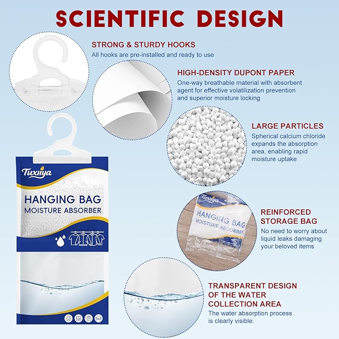 Moisture Absorbers 30 Pack,Hanging Closet Dehumidifier Bags,Moisture Absorbing Bags, Desiccant,Moisture Absorbing Bags for Closet,Wardrobes,Bedrooms, Bathrooms