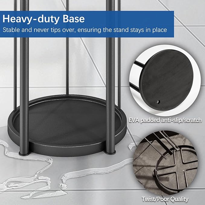 Gypie New Upgrade Free Standing Toilet Paper Storage Holder Stand, Heavy Duty 304 Stainless Steel Base, 3 Roll Capacity Toilet Paper Roll Holder for Bathroom Organization