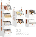 Hanging Closet Organizer 4 Tier - Clothes Hanging Shelves, Space-Saving Closet System, Fabric Storage Bins Bedroom Organization, Collapsible Baskets for Home, Dorm, Rv, White
